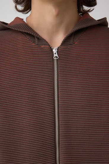 ミックスカラーリップル編みニットパーカー 詳細画像