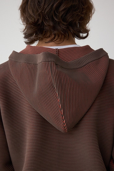 ミックスカラーリップル編みニットパーカー 詳細画像