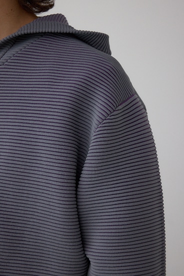 ミックスカラーリップル編みニットパーカー 詳細画像