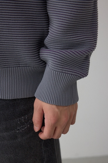 ミックスカラーリップル編みニットパーカー 詳細画像