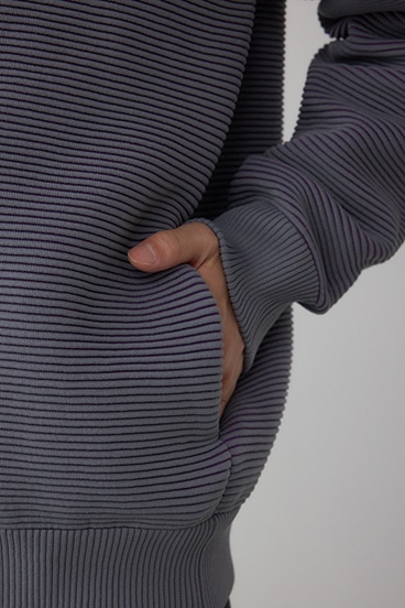 ミックスカラーリップル編みニットパーカー 詳細画像