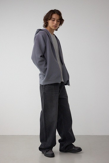 ミックスカラーリップル編みニットパーカー 詳細画像