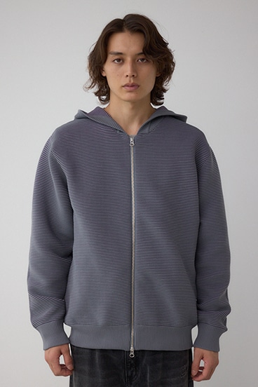 ミックスカラーリップル編みニットパーカー 詳細画像