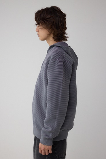 ミックスカラーリップル編みニットパーカー 詳細画像