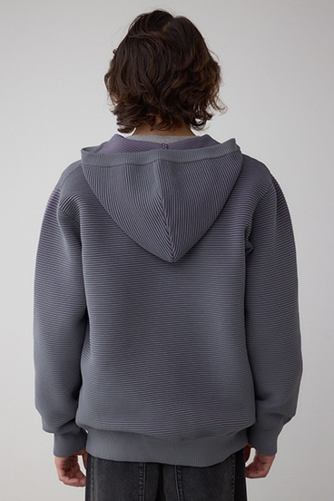 ミックスカラーリップル編みニットパーカー 詳細画像