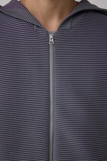 ミックスカラーリップル編みニットパーカー 詳細画像