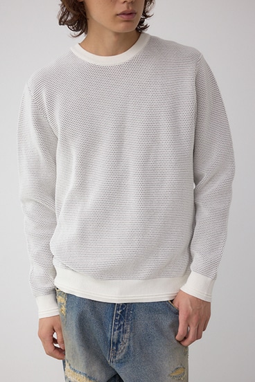 ハニカムクルーネックニット