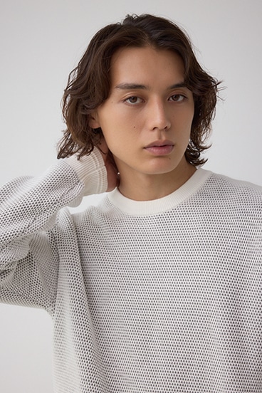 ハニカムクルーネックニット