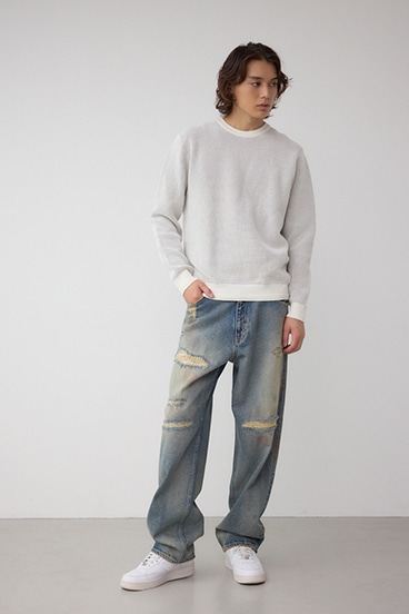 ハニカムクルーネックニット 詳細画像