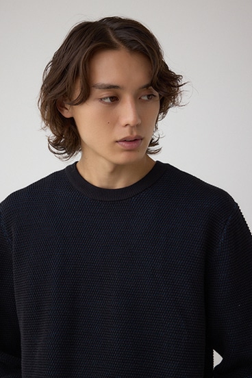 ハニカムクルーネックニット