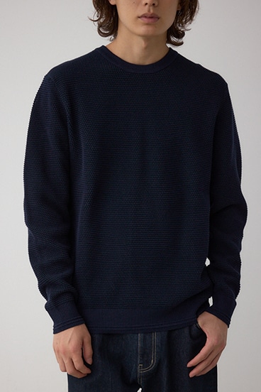 ハニカムクルーネックニット