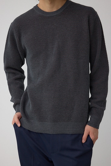 ハニカムクルーネックニット