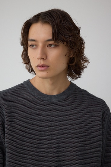 ハニカムクルーネックニット