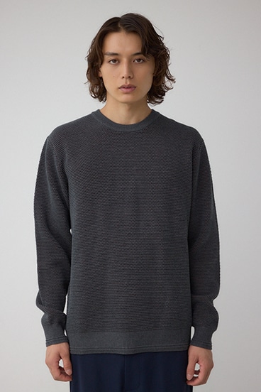 ハニカムクルーネックニット 詳細画像
