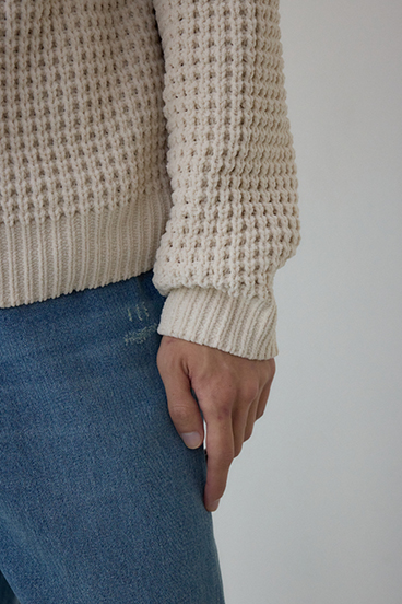 ワッフル編みマットモールニット 詳細画像