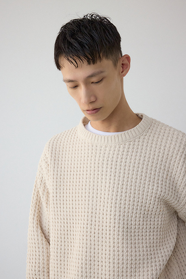 ワッフル編みマットモールニット