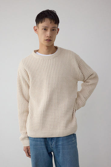 ワッフル編みマットモールニット 詳細画像