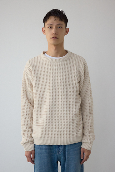 ワッフル編みマットモールニット 詳細画像