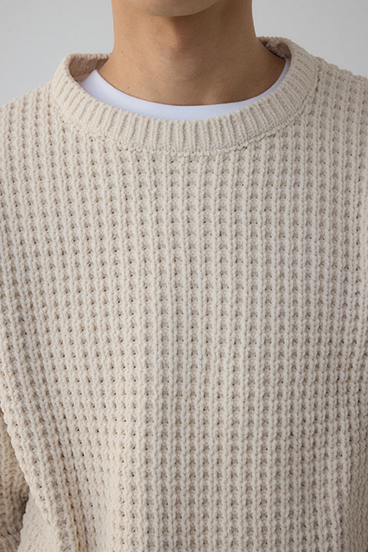 ワッフル編みマットモールニット 詳細画像