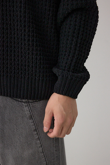 ワッフル編みマットモールニット 詳細画像