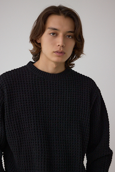 ワッフル編みマットモールニット