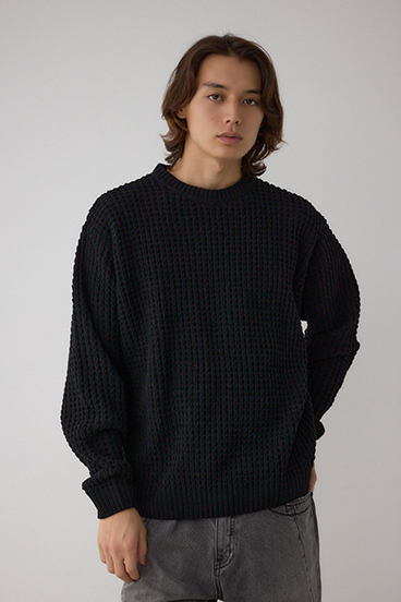 ワッフル編みマットモールニット 詳細画像