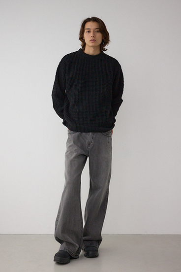 ワッフル編みマットモールニット 詳細画像