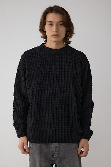 ワッフル編みマットモールニット 詳細画像