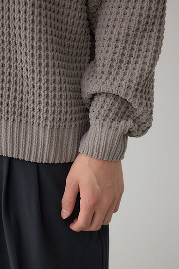 ワッフル編みマットモールニット 詳細画像