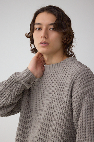 ワッフル編みマットモールニット