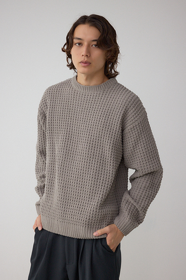 ワッフル編みマットモールニット 詳細画像