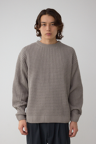 ワッフル編みマットモールニット 詳細画像