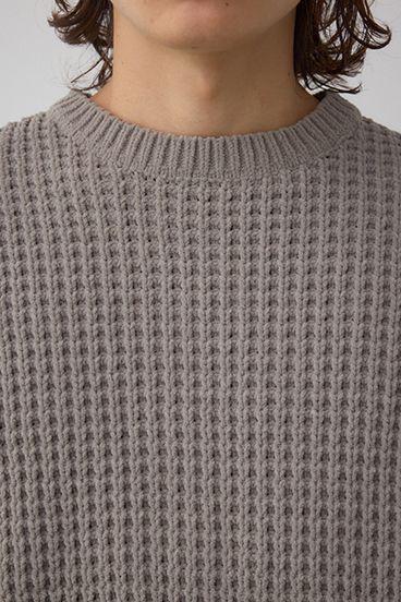 ワッフル編みマットモールニット 詳細画像