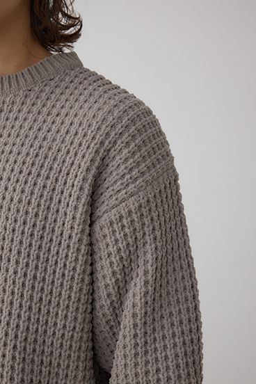 ワッフル編みマットモールニット 詳細画像