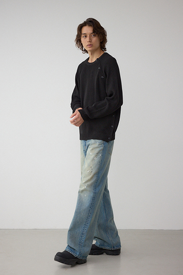 ショルダーボタンニットトップス 詳細画像