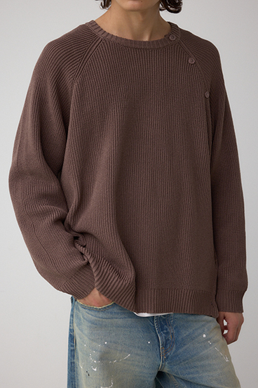 ショルダーボタンニットトップス