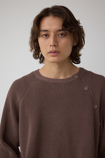 ショルダーボタンニットトップス