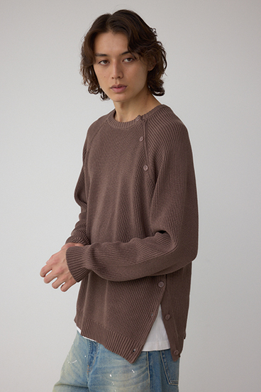 ショルダーボタンニットトップス 詳細画像