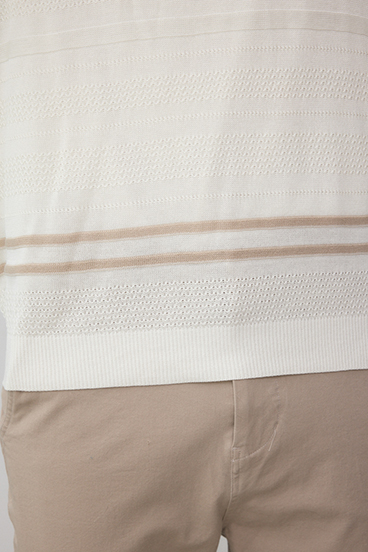 編地変化長袖ニットポロ 詳細画像