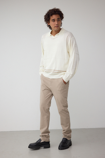 編地変化長袖ニットポロ 詳細画像