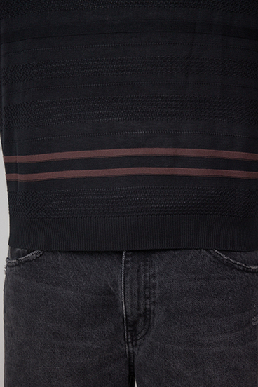 編地変化長袖ニットポロ 詳細画像