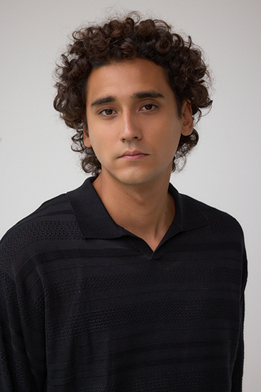 編地変化長袖ニットポロ