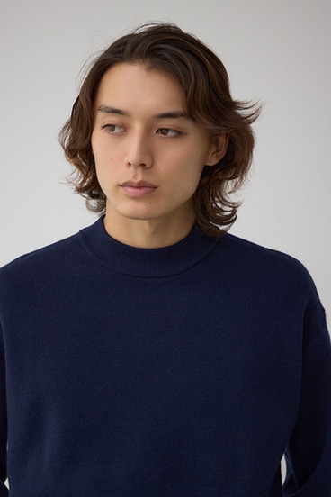 スムースニットモックネックトップス