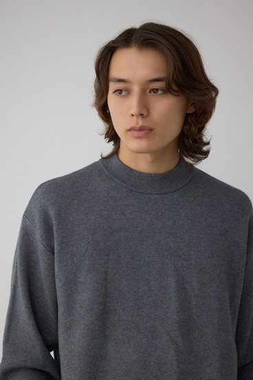 スムースニットモックネックトップス