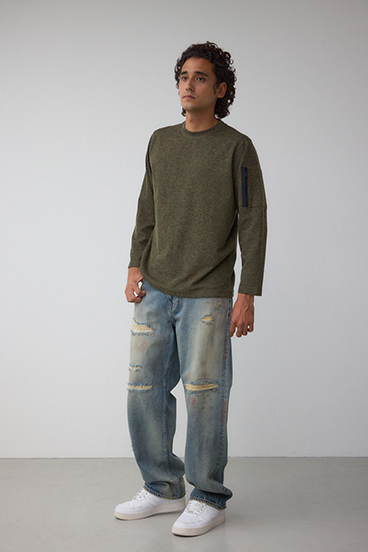 スリーブポケット長袖トップス 詳細画像