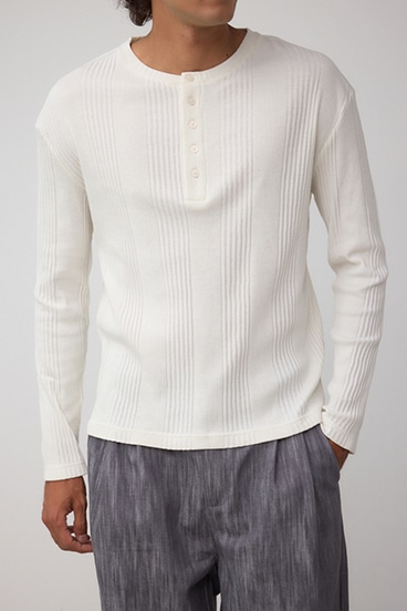 ランダムリブヘンリーネックTシャツ