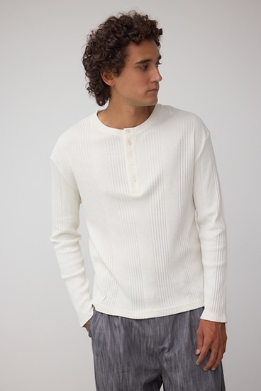 ランダムリブヘンリーネックTシャツ 詳細画像