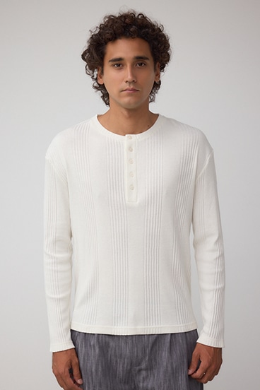 ランダムリブヘンリーネックTシャツ 詳細画像