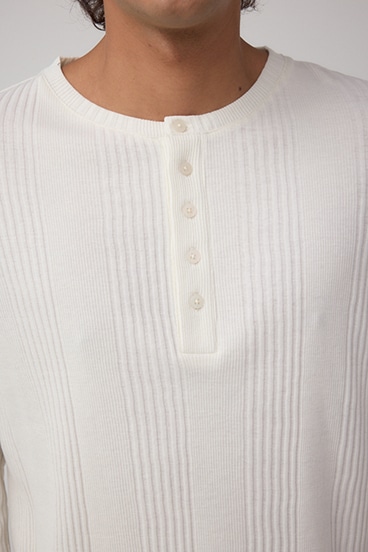 ランダムリブヘンリーネックTシャツ 詳細画像