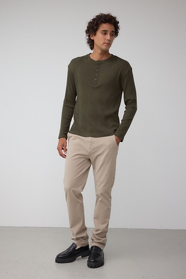 ランダムリブヘンリーネックTシャツ 詳細画像